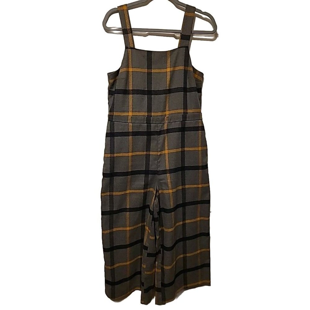 ModCloth Wide Leg Jumpsuit Cropped Gray Black Yellow Plaid Plenty Of Panache - Picture 10 of 10